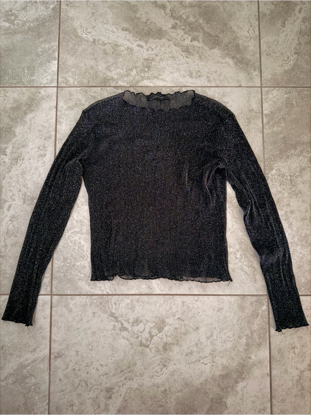 Brandy Melville Black Sparkle Long Sleeve Top